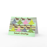 Cute Christmas Trees And Deer Cards