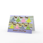 Cute Christmas Trees And Deer Cards