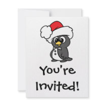 Cute Christmas Tuxedo Penguin Custom Announcement