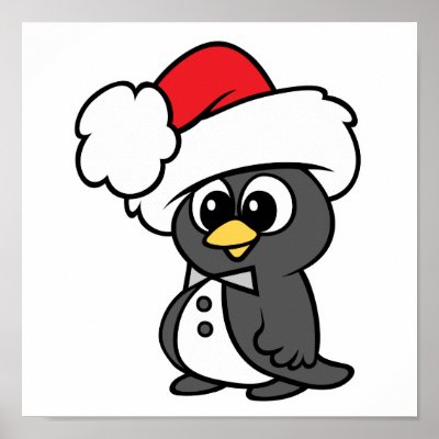 Cute Christmas Tuxedo Penguin Print by doonidesigns