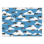 Cute Clouds and Flying Penguins Greeting Card
