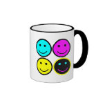 cute cmyk smiley face design coffee mugs