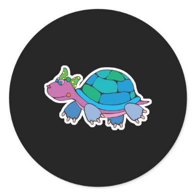 cute colourful baby turtle sticker by doonidesignsanimals