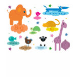 Cute colourful cartoon animals navy tee shirt