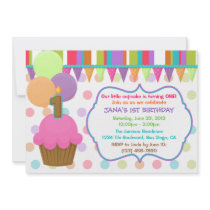 Cute Colourful Cupcake Birthday Invitation [one]