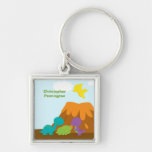 Cute colourful dinosaurs personalized keychain