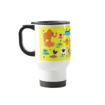 Cute Colourful Educational Animals Yellow Custom Coffee Mug