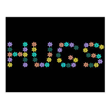 Cute colourful flowered hugs postcard