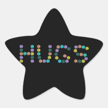 Cute colourful flowered hugs star sticker
