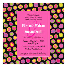 Cute colourful hearts wedding invitation