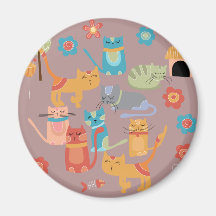 Cute Colourful Kitty Cats Gifts for Cat Lovers Pin Fridge Magnet