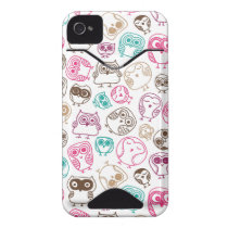 Cute colourful owl pattern in pink and blue id iphone 4 cases