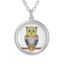 Cute Colourful Owl - white Custom Necklace