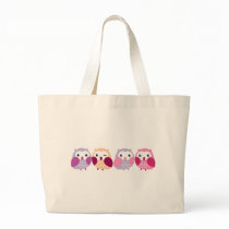 Cute Colourful Owls - Pink and Purple Pastels Canvas Bags