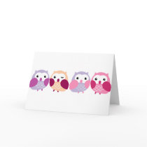 Cute Colourful Owls - Pink and Purple Pastels Greeting Cards