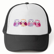 Cute Colourful Owls - Pink and Purple Pastels Hat