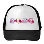 Cute Colourful Owls - Pink and Purple Pastels Hat