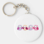 Cute Colourful Owls - Pink and Purple Pastels Keychain