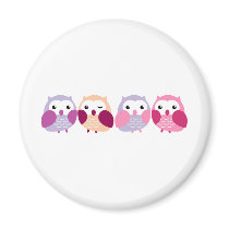 Cute Colourful Owls - Pink and Purple Pastels Fridge Magnet