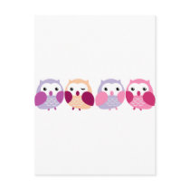 Cute Colourful Owls - Pink and Purple Pastels Postcard