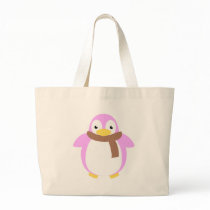 Cute Colourful Penguin in Scarf Tote Bags