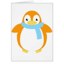 Cute Colourful Penguin in Scarf Card