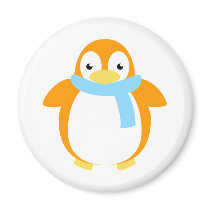 Cute Colourful Penguin in Scarf Fridge Magnets