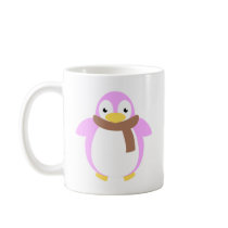 Cute Colourful Penguin in Scarf Mugs