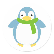 Cute Colourful Penguin in Scarf Sticker