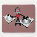 Cute & Cool DJ Character With Decks mousepads