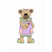 Cute Country Girl Teddy Bear Post Card