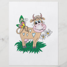 cute cow and butterfly flyer