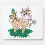 cute cow and butterfly mouse mat