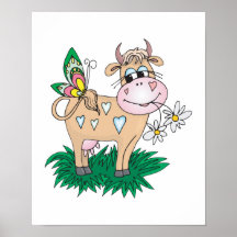 cute cow and butterfly print