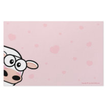 Cute Cow and Love Hearts on Pink Stationery Design