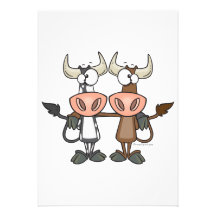 cute cow buddies friendship cartoon invitations