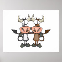 cute cow buddies friendship cartoon print