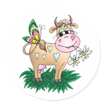 Cute Cow & Butterfly by ironydesigns