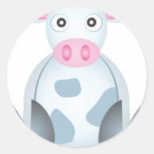 Cute Cow Cartoon Round Sticker