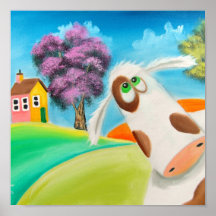 CUTE COW FACE Gordon Bruce art Print