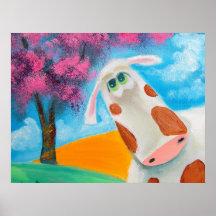 Cute cow folk art painting Gordon Bruce Poster