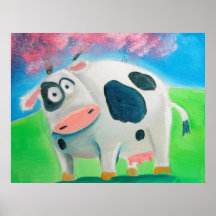 Cute cow folk art painting Gordon Bruce Print