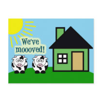 Cute Cow Just Moved Cards Postcards