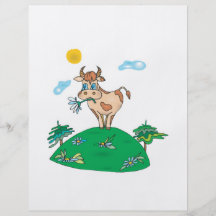 cute cow on hilltop flyers