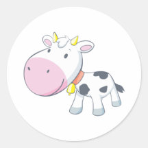 Cute Cow Round Stickers