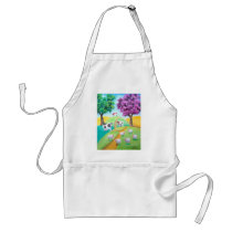 CUTE COW SHEEP FOLK ART APRON