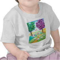 CUTE COW SHEEP FOLK ART TSHIRT