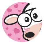 Cute Cow with Love Hearts Stickers