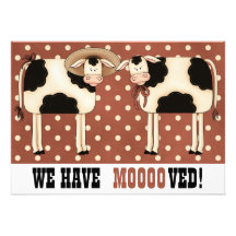 Cute Cows Dairy Product Business Change of Address Custom Invite