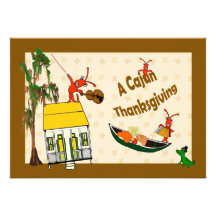 Cute Crawfish and Alligator Cajun Thanksgiving Personalized Announcements